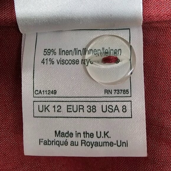 Laura Ashley Rusty Red Floral Skirt Boho Tru Wrap Linen Midi 8 - Picture 7 of 9